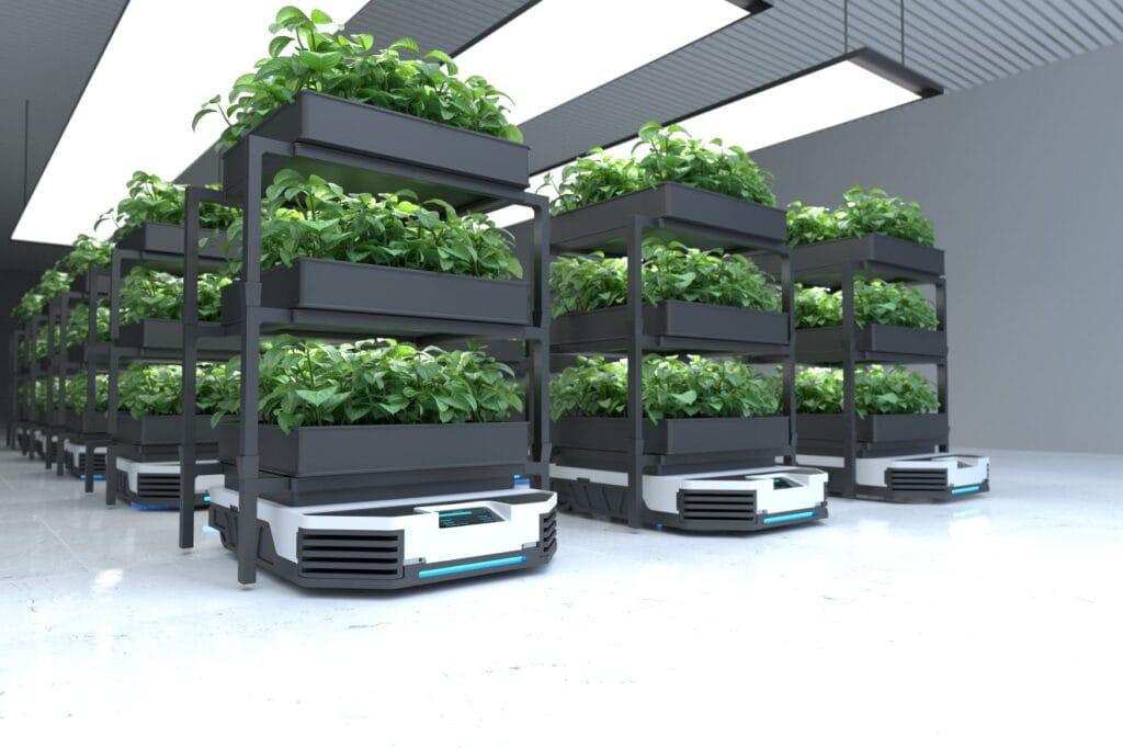 automatic transport robot transporting plants smart robotic farmers concept - الساقية للصناعات الزراعية